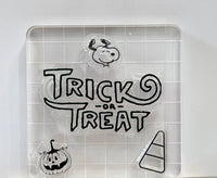Peanuts Halloween Series 4-Piece Clear Vinyl Stamps On Thick Acrylic Block - Trick Or Treat (Same Pliability As Rubber!)