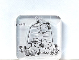 Peanuts Clear Vinyl Stamp On Thick Acrylic Block - Sleeping Snoopy and Siblings  (Same Pliability As Rubber!)