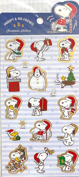 Peanuts Christmas Sticker Set With Gold Metallic Borders (Shiny Gold Borders!) - snoopn4pnuts.com