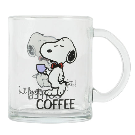 Snoopy Clear Glass Mug - But First Coffee - snoopn4pnuts.com