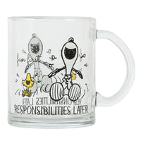 Snoopy Clear Glass Mug - Responsibilities Later - snoopn4pnuts.com