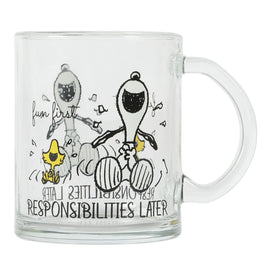 Snoopy Clear Glass Mug - Responsibilities Later - snoopn4pnuts.com