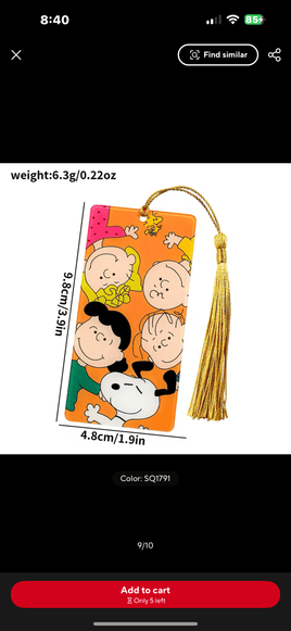 Peanuts Gang Book Mark With Tassel - snoopn4pnuts.com