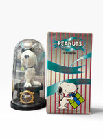 Snoopy Joe Cool Watch And Ceramic Figurine Set (New But Small Crack At Top Of Acrylic Globe) - Needs New Battery Due To Age