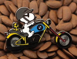 Snoopy Joe Cool BMW Chopper Motorcycle Enamel Pin - Yellow - snoopn4pnuts.com