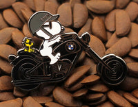Snoopy Joe Cool BMW Chopper Motorcycle Enamel Pin -  Black