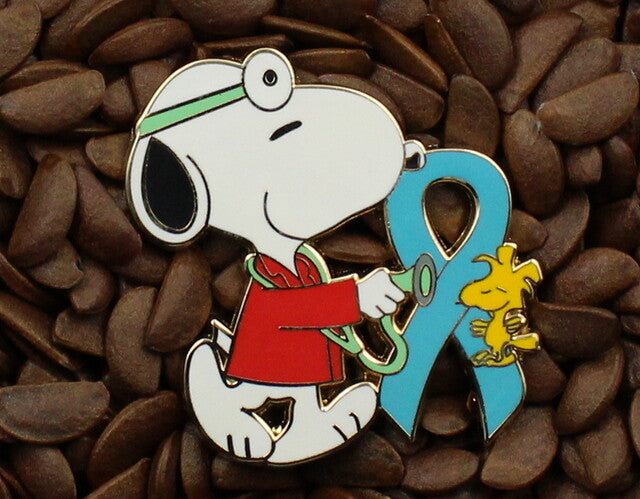 Dr. Snoopy Breast Cancer Awareness Pin - Blue Ribbon