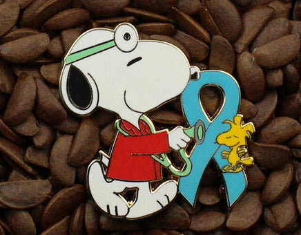 Dr. Snoopy Breast Cancer Awareness Pin - Blue Ribbon - snoopn4pnuts.com