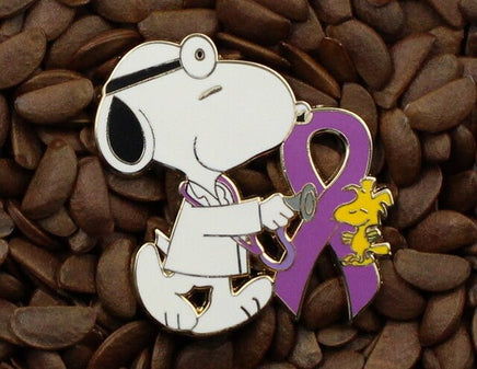Dr. Snoopy Breast Cancer Awareness Pin - Purple Ribbon - snoopn4pnuts.com