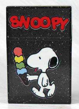 Snoopy Clear and Glittery Acrylic Hinged Cigarette Case - Eating Ice Cream - snoopn4pnuts.com