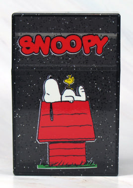 Snoopy Clear and Glittery Acrylic Hinged Cigarette Case - Snoopy's Doghouse - snoopn4pnuts.com
