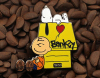 Charlie Brown and Snoopy Banksy Graffiti Doghouse Enamel Pin - Yellow Doghouse