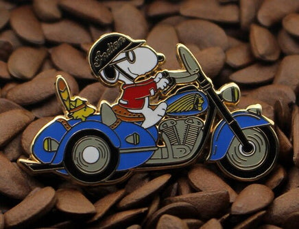 Snoopy Joe Cool Indian Motorcycle Enamel Pin - Blue - snoopn4pnuts.com