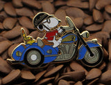 Snoopy Joe Cool Indian Motorcycle Enamel Pin -  Blue