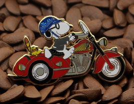 Snoopy Joe Cool Indian Motorcycle Enamel Pin - Red - snoopn4pnuts.com