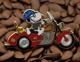 Snoopy Joe Cool Indian Motorcycle Enamel Pin -  Red