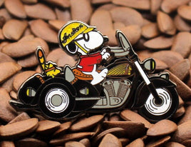 Snoopy Joe Cool Indian Motorcycle Enamel Pin - Black - snoopn4pnuts.com