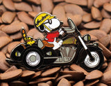 Snoopy Joe Cool Indian Motorcycle Enamel Pin -  Black