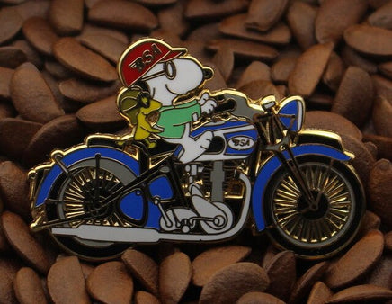 Snoopy Joe Cool BSA Motorcycle Enamel Pin - Blue - snoopn4pnuts.com