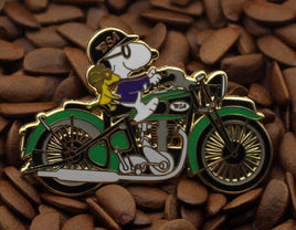 Snoopy Joe Cool BSA Motorcycle Enamel Pin - Green - snoopn4pnuts.com