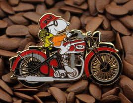 Snoopy Joe Cool BSA Motorcycle Enamel Pin - Red - snoopn4pnuts.com