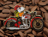 Snoopy Joe Cool BSA Motorcycle Enamel Pin -  Red