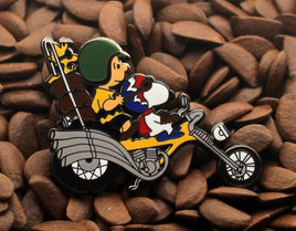Charlie Brown and Snoopy Chopper Motorcycle Enamel Pin - Gold Motorcycle - snoopn4pnuts.com