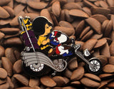 Charlie Brown and Snoopy Chopper Motorcycle Enamel Pin - Black Motorcycle