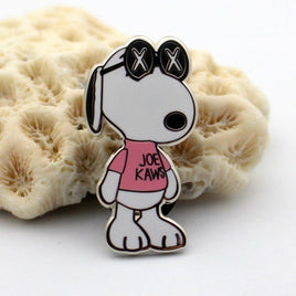 Snoopy Joe Cool KAWS Enamel Pin - Pink Shirt - snoopn4pnuts.com