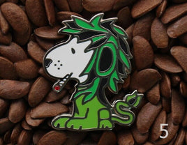 Rastafarian Snoopy Smoking Enamel Pin - Green - snoopn4pnuts.com