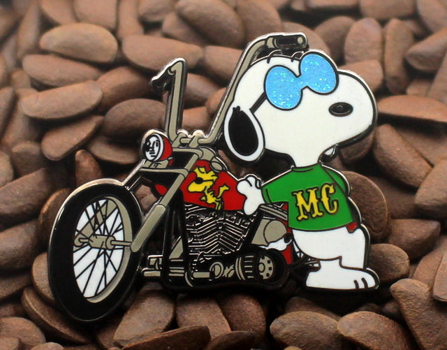 Snoopy Joe Cool MC (Motorcycle Club) Enamel Pin - Green Shirt