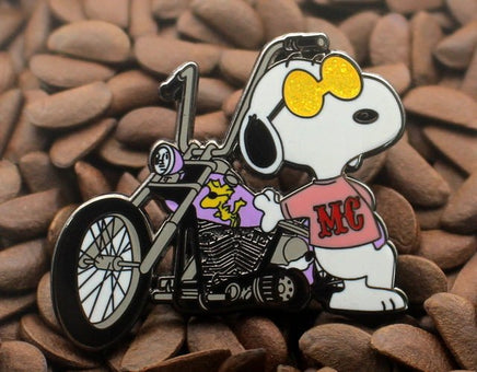 Snoopy Joe Cool MC (Motorcycle Club) Enamel Pin - Pink Shirt - snoopn4pnuts.com