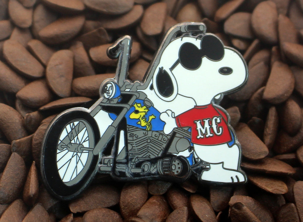 Snoopy Joe Cool MC (Motorcycle Club) Enamel Pin -  Red Shirt