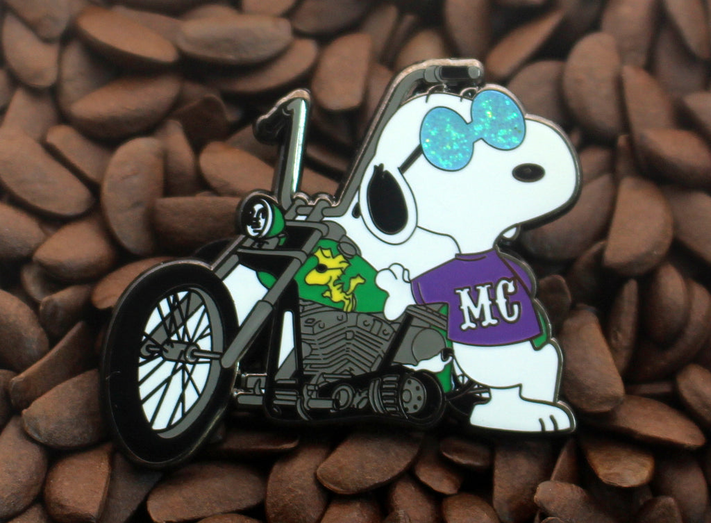 Snoopy Joe Cool MC (Motorcycle Club) Enamel Pin - Purple Shirt