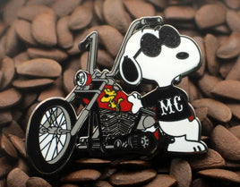 Snoopy Joe Cool MC (Motorcycle Club) Enamel Pin - Black Shirt - snoopn4pnuts.com