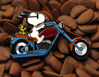 Snoopy Joe Cool Norton Chopper Motorcycle Enamel Pin -  Blue