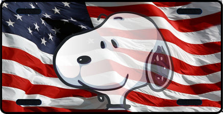 Snoopy Metal License Plate - Stars and Stripes - snoopn4pnuts.com