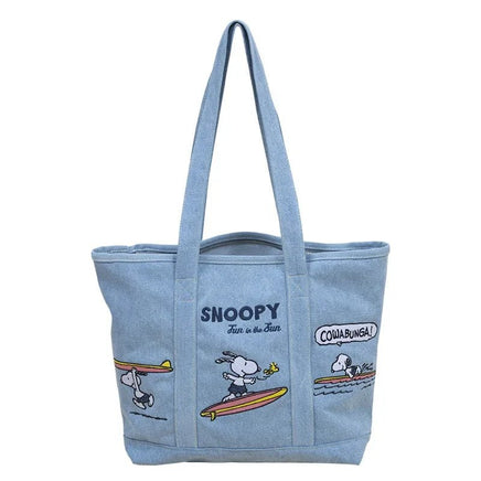 Snoopy Small Embroidered Denim Tote Bag - snoopn4pnuts.com