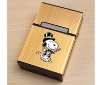 Snoopy Hinged Aluminum Cigarette Case - Top Hat