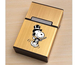 Snoopy Hinged Aluminum Cigarette Case - Top Hat - snoopn4pnuts.com