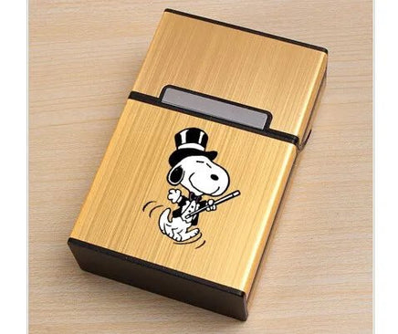 Snoopy Hinged Aluminum Cigarette Case - Top Hat - snoopn4pnuts.com
