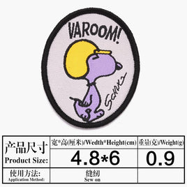 Snoopy Racer Patch - VAROOM! (Embroidered Border) - snoopn4pnuts.com