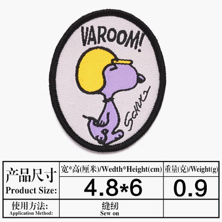 Snoopy Racer Patch - VAROOM! (Embroidered Border) - snoopn4pnuts.com