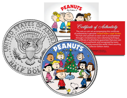 Snoopy Christmas JFK Kennedy Half Dollar U.S. Coin With Stand - Licensed - snoopn4pnuts.com