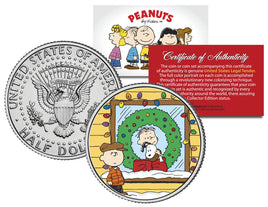 Snoopy Christmas JFK Kennedy Half Dollar U.S. Coin With Stand - Licensed - snoopn4pnuts.com