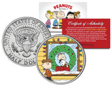 Snoopy Christmas  JFK Kennedy Half Dollar U.S. Coin With Stand - Licensed