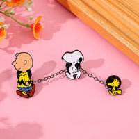 Charlie Brown - Snoopy - Woodstock Triple Enamel Chained Pin Set