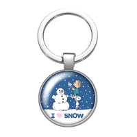 Peanuts Glass Dome Metal Key Chain - I Love Snow