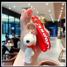 Peanuts PVC Double Ring Key Chain With Embossed Wrist Strap and Bell - Snoopy - snoopn4pnuts.com