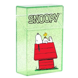 Snoopy Semi - Clear and Glittery Acrylic Hinged Cigarette Case - On Dog House - snoopn4pnuts.com